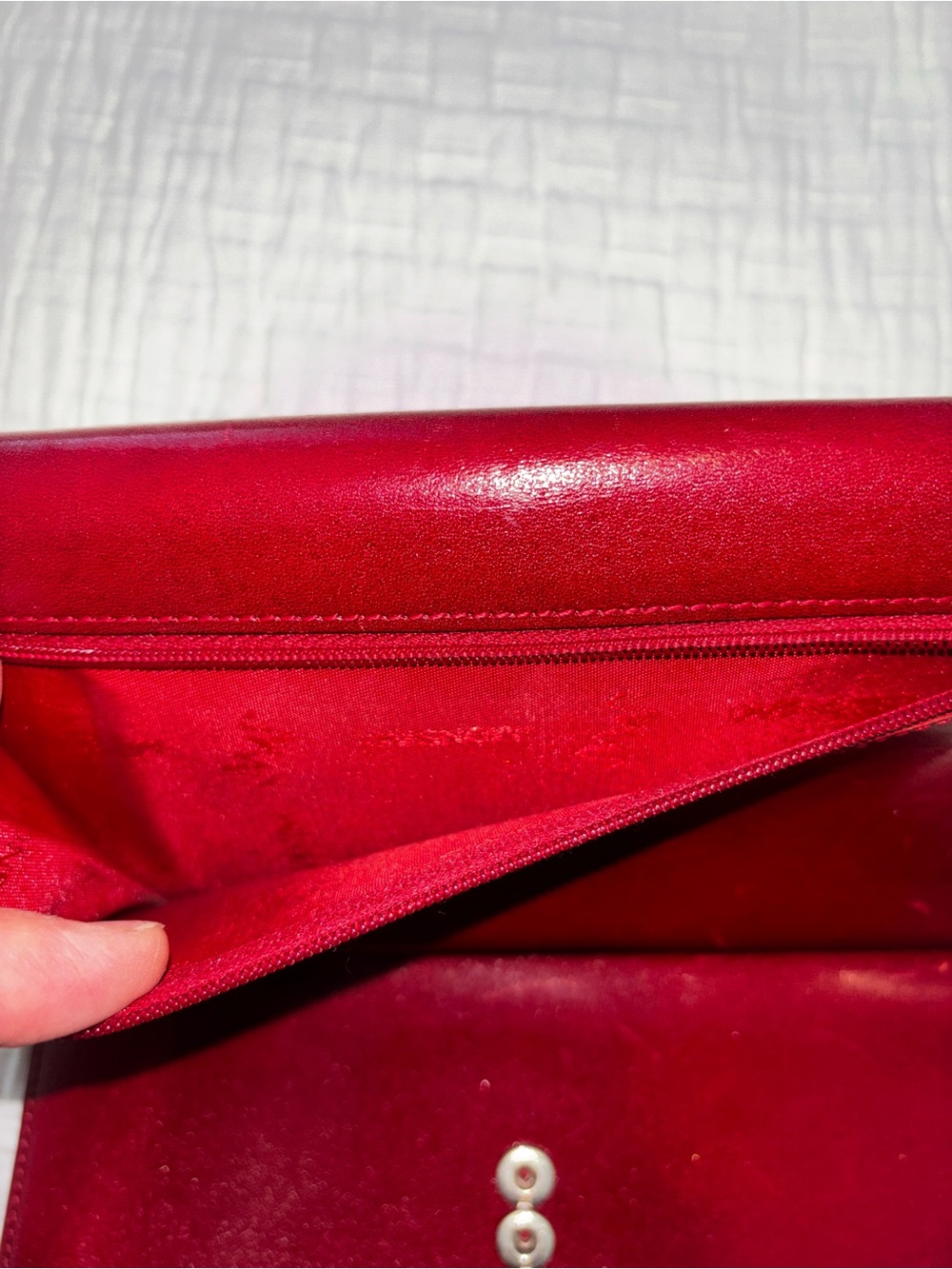 Vintage Monsac Burgundy Red Smooth Leather Trifold Clutch Wallet Organizer - Picture 6 of 7